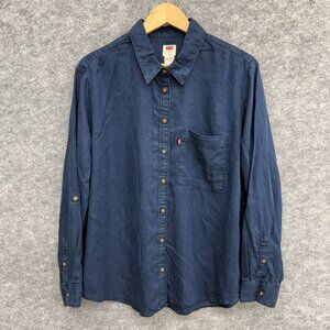 Levi's Denim Men's Button Up Shirt, Long Sleeve, Red Tab, Dark Blue, Size XL